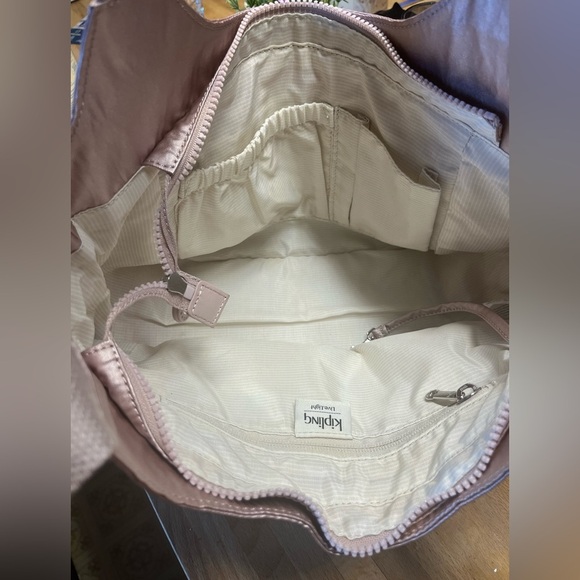 EUC KIPLING HANYA handbag purse ROSE GOLD crossbody bag with trolley sleeve - Picture 10 of 16